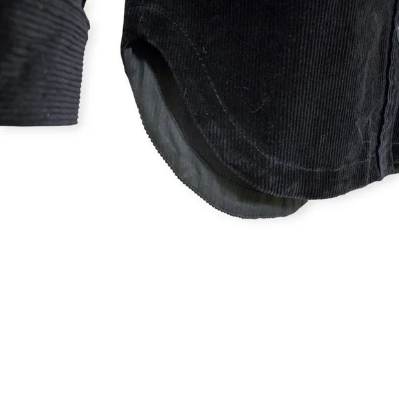 Black Corduroy Button-Up Collared Shirt - Picture 4 of 7
